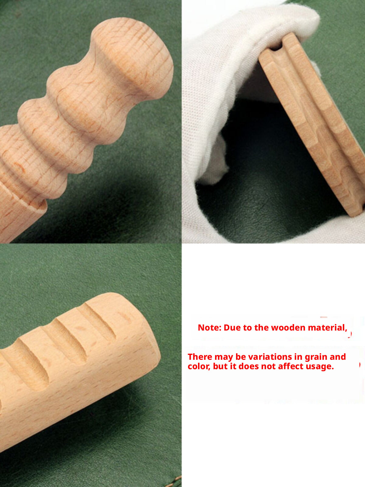 Beech Wood Sanding Stick Set – Round, Flat & Disc Burnisher for Leather Edge Finishing