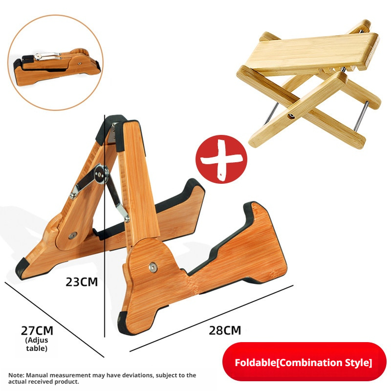 Solid Wood Foldable Guitar Stand – Bamboo A‑Frame for Guitar, Violin, Ukulele (with Footrest & Double Stand Options)
