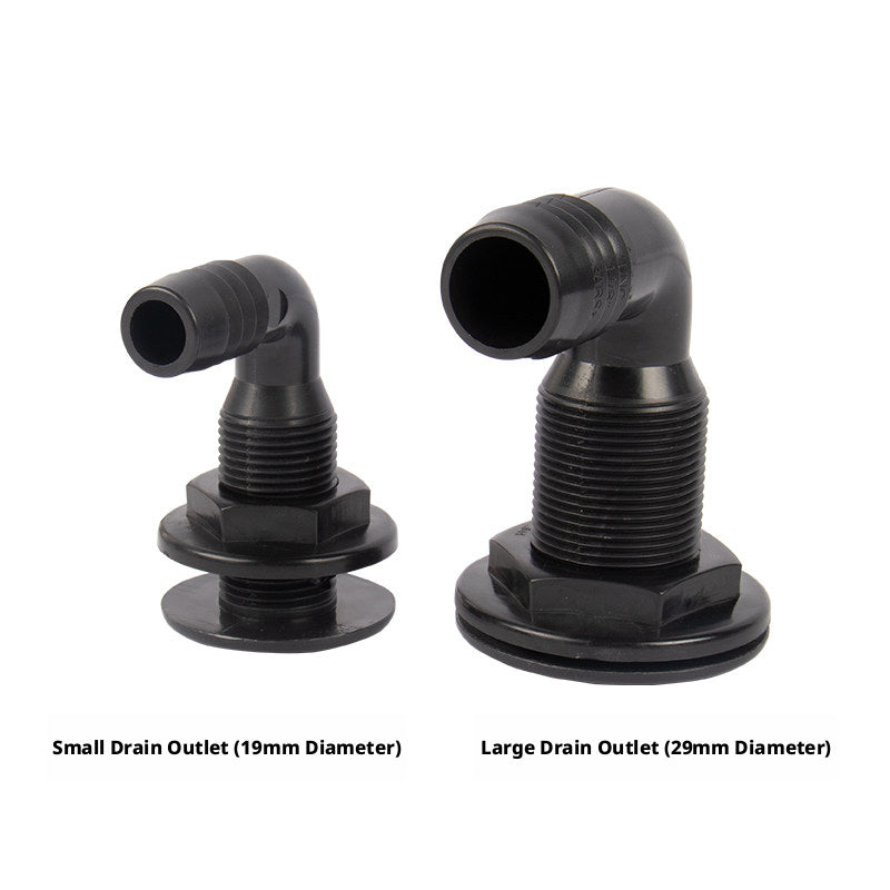 90° Marine Thru-Hull Drain Fitting with Check Valve — Bilge & Waste Water Elbow Outlet