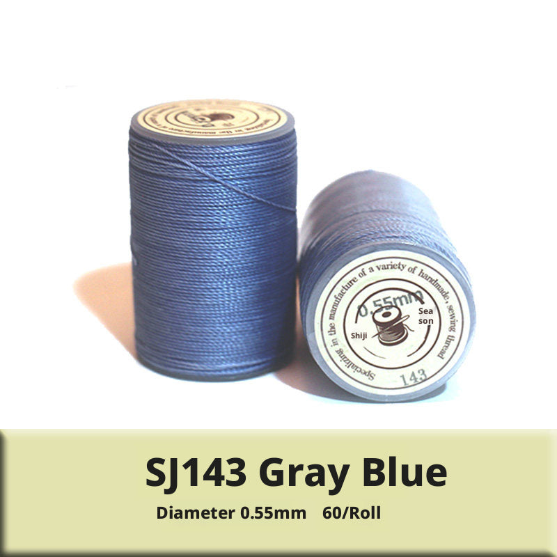 0.55mm Round Waxed Polyester Thread – 63 Colors, 60m Roll for Hand Sewing Leather, Bags, Belts