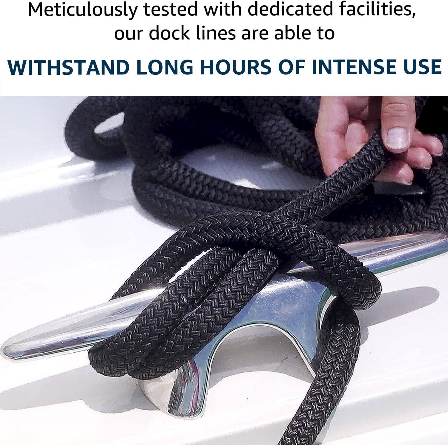 Double Braid Nylon Dock Line — Marine Mooring Rope for Boats, Jet Skis & Kayaks