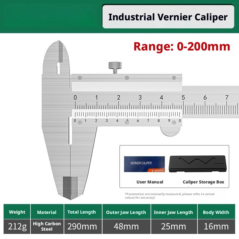 Stainless Steel Vernier Caliper – 0.02mm Precision, 150/200/300mm
