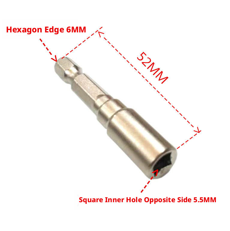 Electric Drill Drum Key Bit – Hex 6mm Shank, Square 5.5mm Socket for Fast Drum Tuning (1 or 3 Pack)