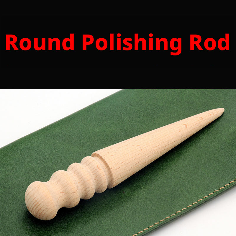 Beech Wood Sanding Stick Set – Round, Flat & Disc Burnisher for Leather Edge Finishing