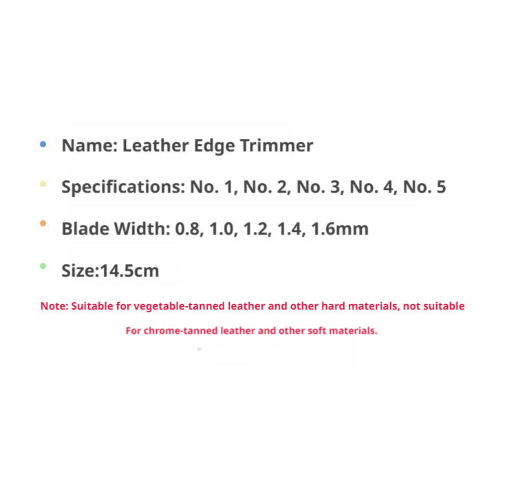 Leather Edge Trimmer / Beveler – 5 Sizes 0.8‑1.6mm for Vegetable‑Tanned Leather