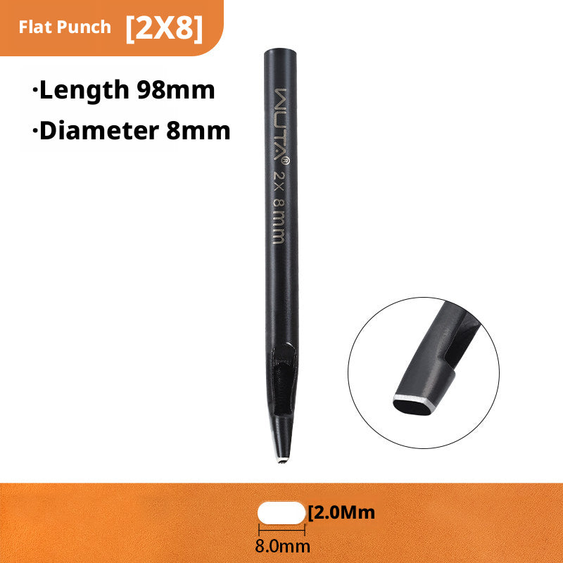 Black Flat Punch Set – Rectangular Hole Punches for Belts, Straps & Leathercraft (2‑5mm × 3‑25mm)