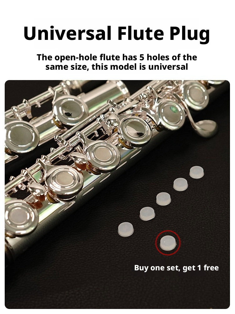 Universal Flute Open‑Hole Silicone Plugs – Set of 6 (5 + 1 Free), for Tone Key Covers