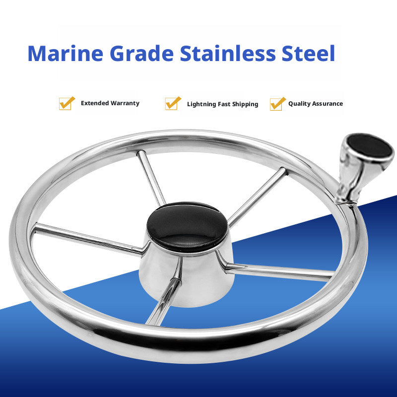 Marine Steering Wheel for Boats – Stainless Steel & Black Foam 11.5 to 15.5 Inch