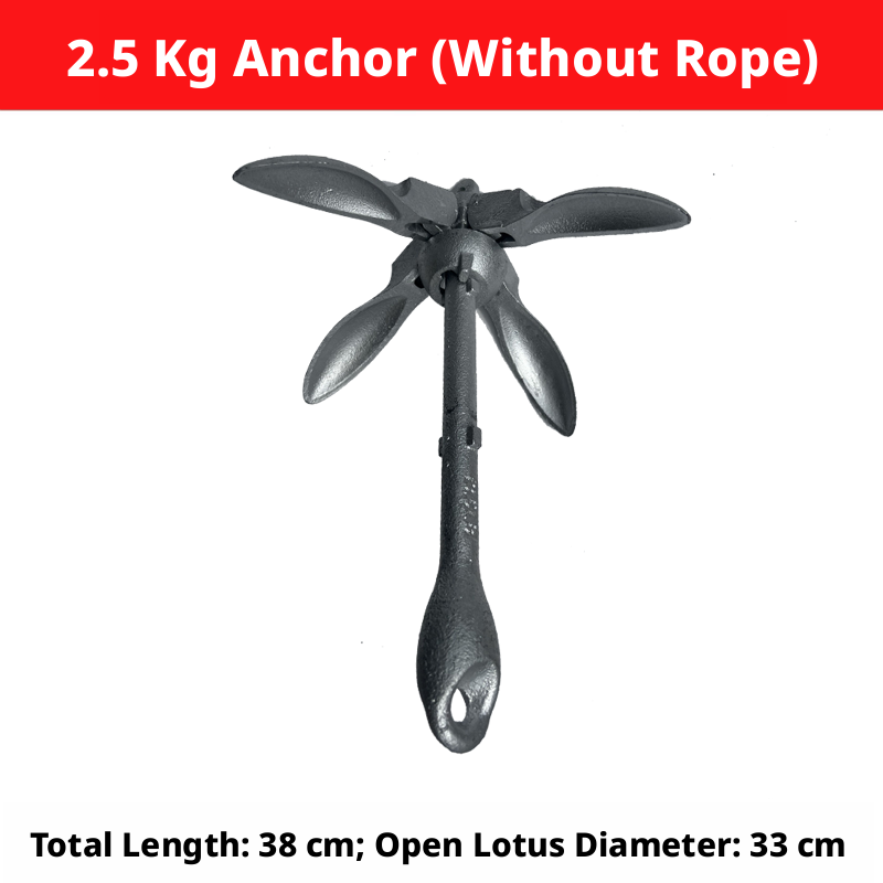 Folding Grapnel Boat Anchor - Carbon Steel for Inflatable Boats, Kayaks & Small Fishing Boats 0.7kg to 4kg
