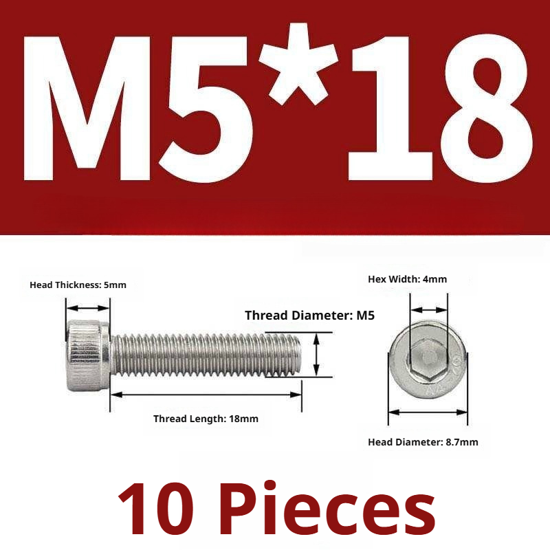 316 Stainless Steel Socket Head Cap Screws – Hex Allen Bolt, M2–M20, GB/T Standard, 4.8 Grade