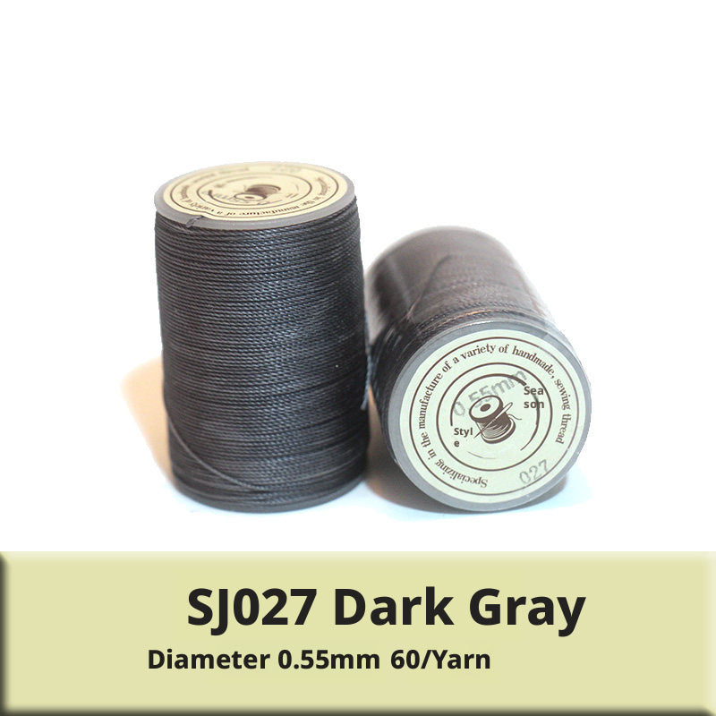 0.55mm Round Waxed Polyester Thread – 63 Colors, 60m Roll for Hand Sewing Leather, Bags, Belts