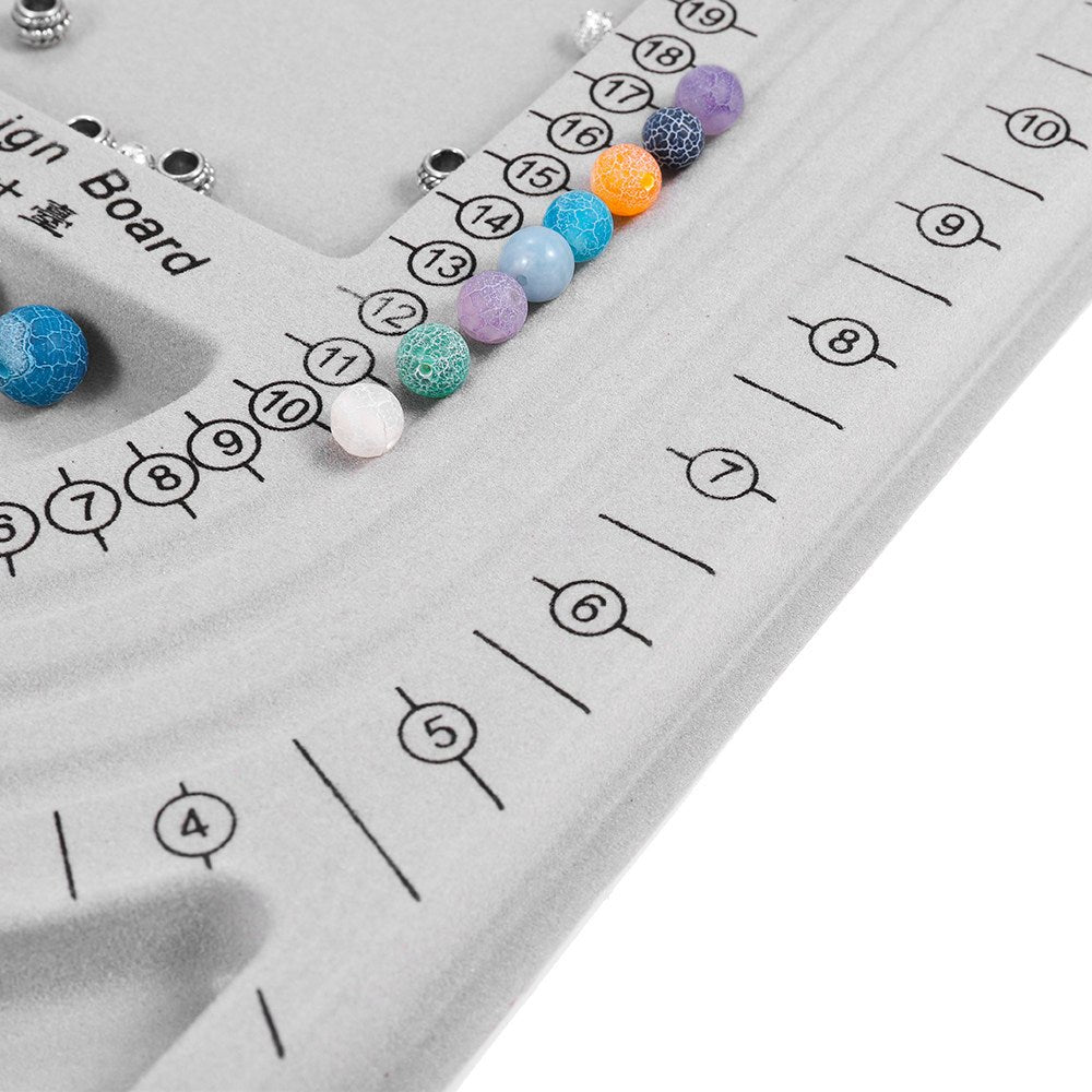 Bead Design Board Set – 13 - 20cm Bracelet Sizer, Necklace Layout Plate, Wooden & Acrylic Trays with Beading Needles, Rope Braider & Storage Bags - HomeDIYer