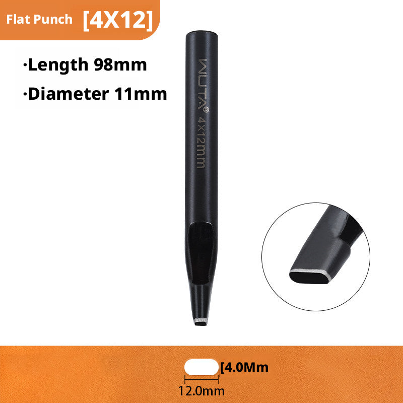 Black Flat Punch Set – Rectangular Hole Punches for Belts, Straps & Leathercraft (2‑5mm × 3‑25mm)