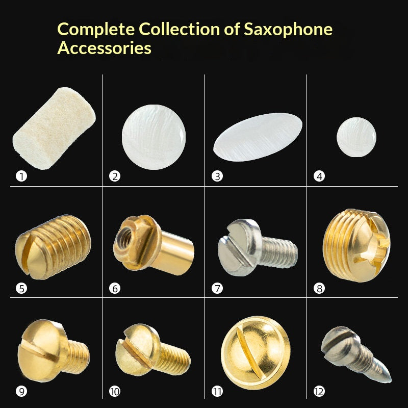Saxophone Repair Parts Kit – Screws, Felt Posts, Key Button Covers & Reeds (Alto/Tenor/Soprano)