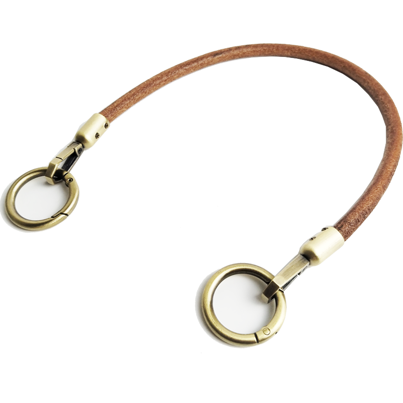 8mm Round Cowhide Rope Bag Strap – Handmade, Metal Buckle, 30‑120cm (Original/Black/Dark Coffee)