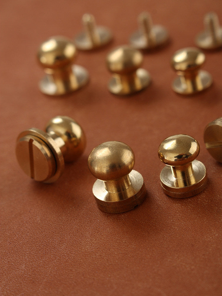 Brass Monk Head Hardware – 5-10mm Solid Brass Leather Screws for Bags & Accessories (20 Pack)