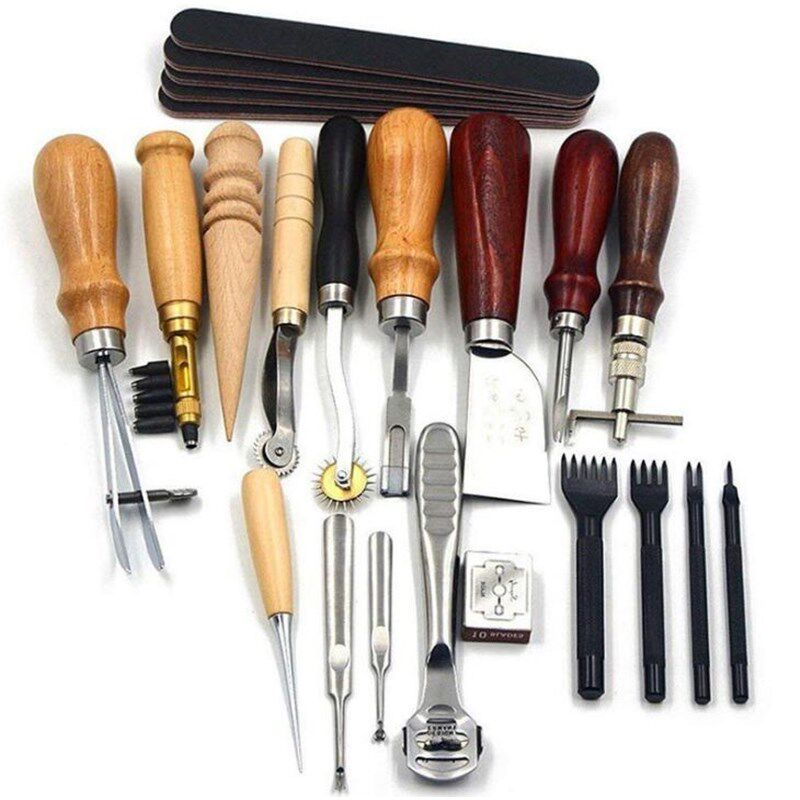 19-Piece Leather Craft Tools Kit – Hand Sewing Starter Set for Wallets, Bags & DIY Projects