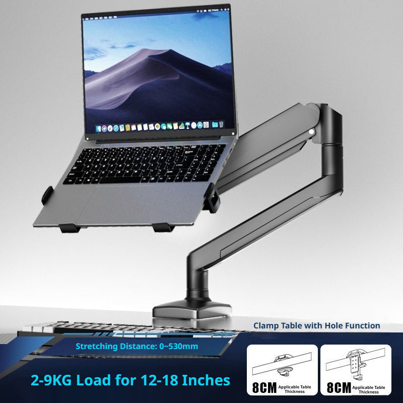 Laptop Desk Mount Arm with Tray – Gas Spring, 10–18 Inch, 3-Axis Adjustable, Clamp & Grommet Base
