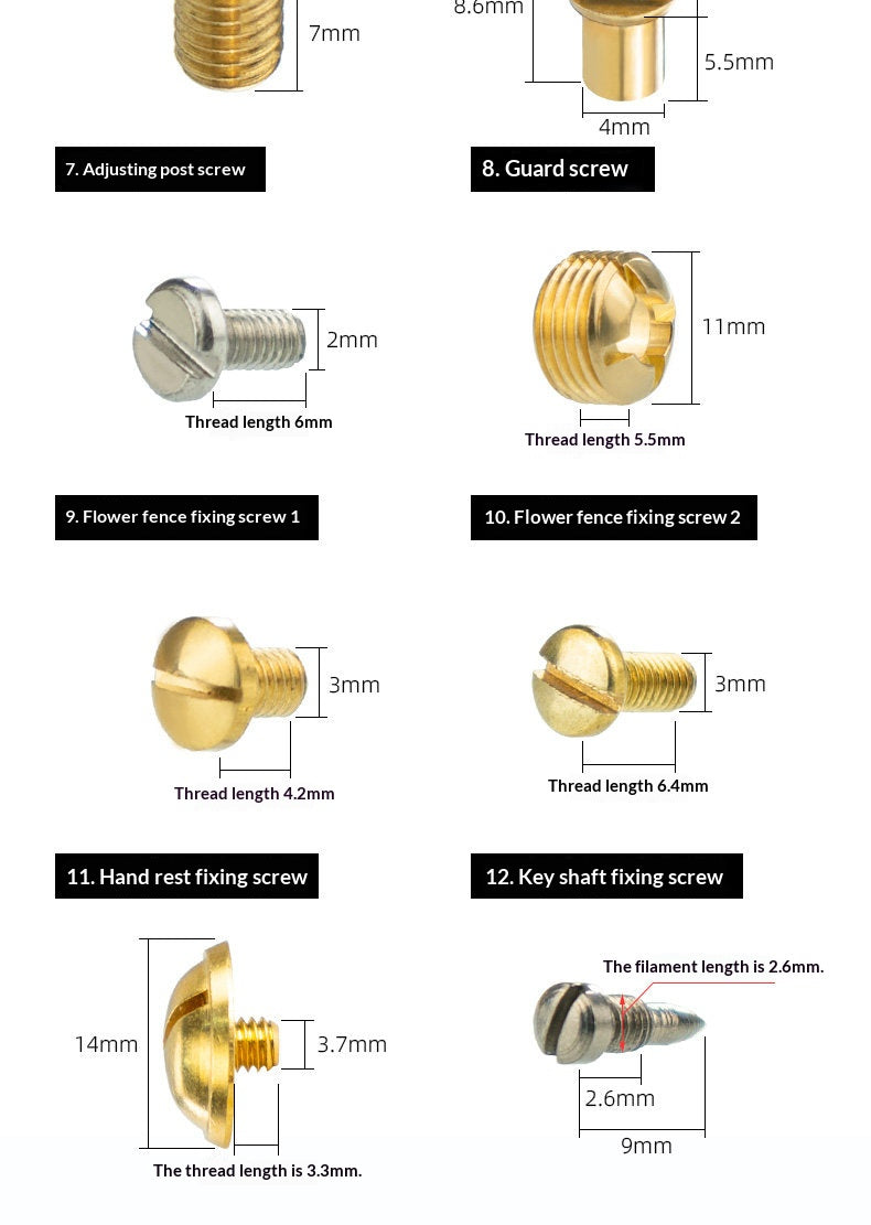 Saxophone Repair Parts Kit – Screws, Felt Posts, Key Button Covers & Reeds (Alto/Tenor/Soprano)