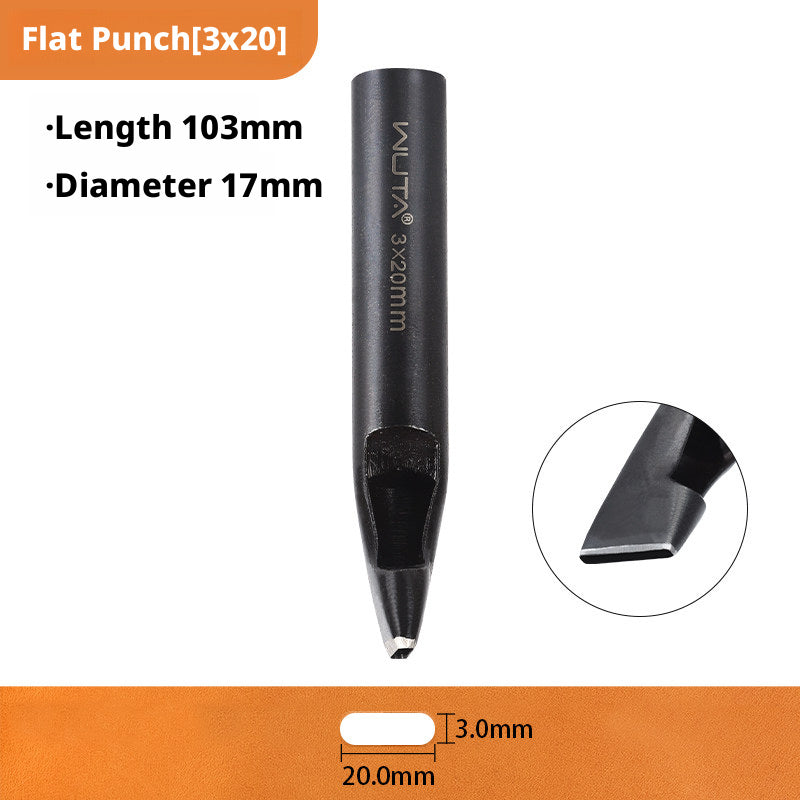 Black Flat Punch Set – Rectangular Hole Punches for Belts, Straps & Leathercraft (2‑5mm × 3‑25mm)