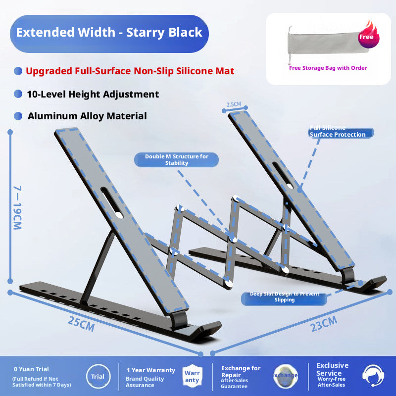 Aluminum Laptop Stand Foldable – 6-Level Height Adjustable Riser with Anti-Slip Silicone, Fits 10–17" Laptops, Compatible with MacBook, Dell, ASUS, HP