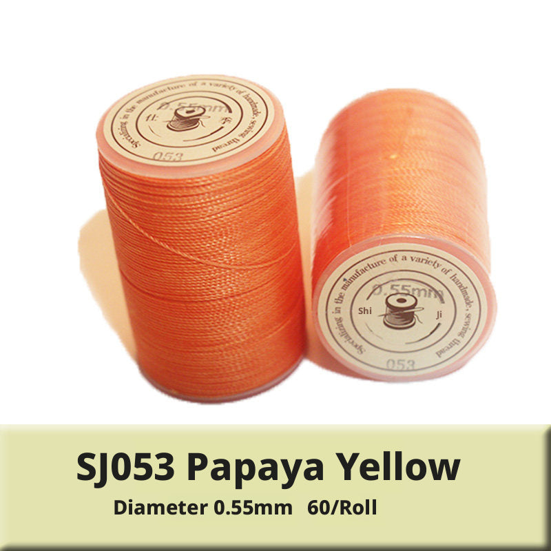 0.55mm Round Waxed Polyester Thread – 63 Colors, 60m Roll for Hand Sewing Leather, Bags, Belts