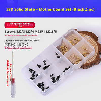 Laptop Screw Assortment Kit – M2 M2.5 M3 Notebook & SSD Screws (Nickel / Black Zinc / Stainless)