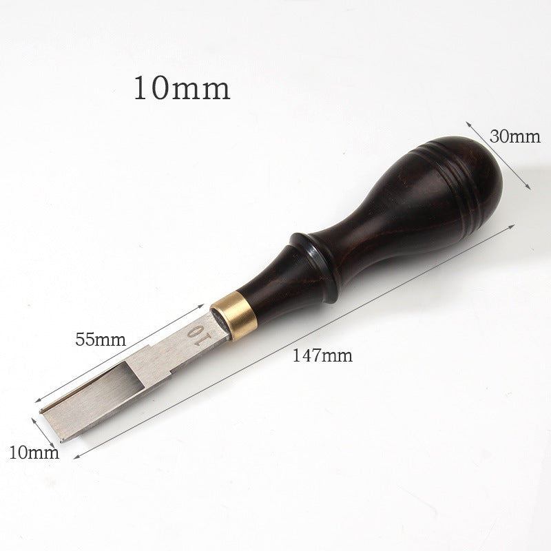 Leather Roughing Scraper Tool – Purple Sandalwood Handle Stainless Steel Blade, Curved & Flat
