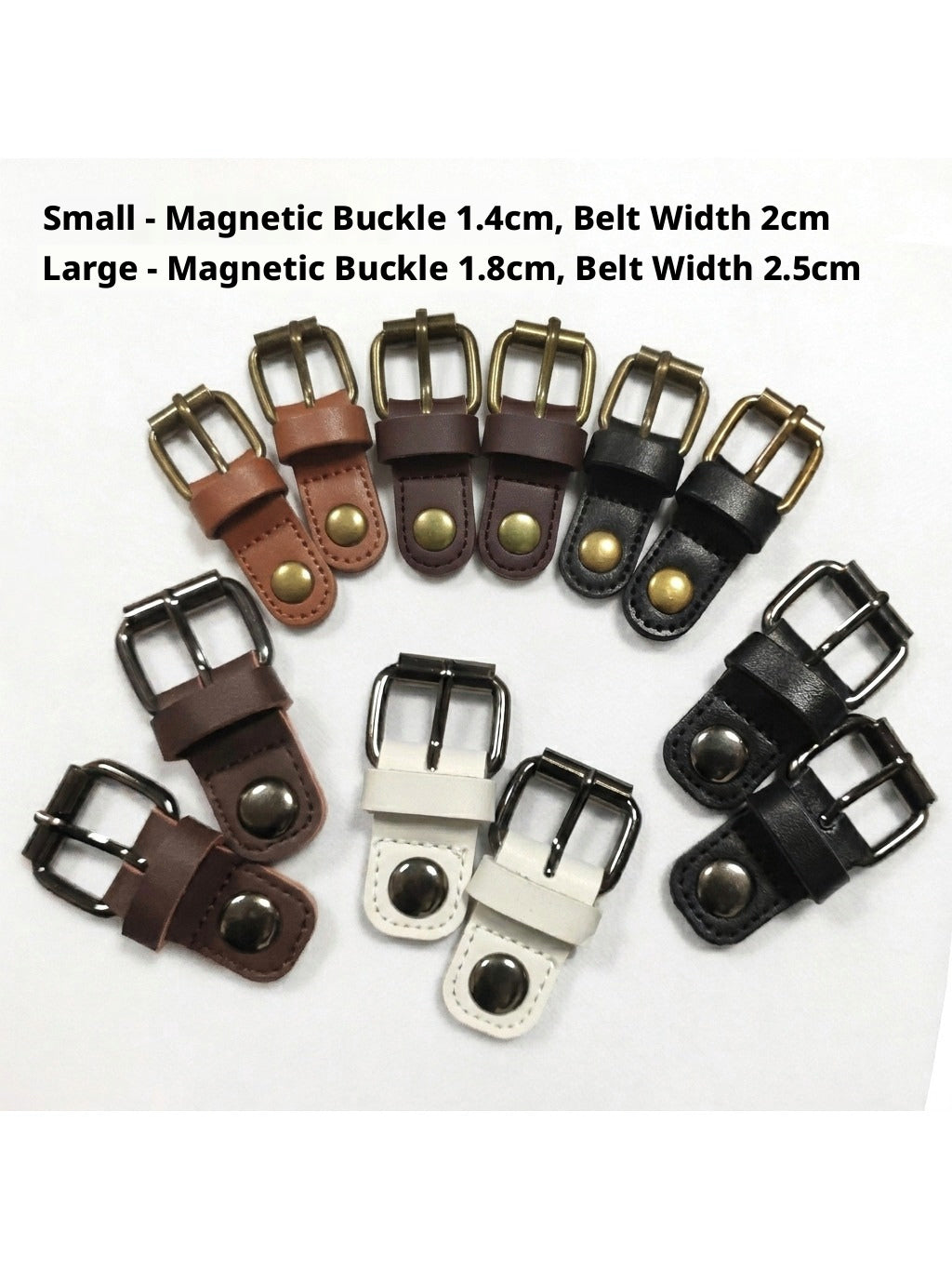 Leather Magnetic Buckle – 1.4cm / 1.8cm for Bags, Backpacks, Straps (Black, White, Brown)
