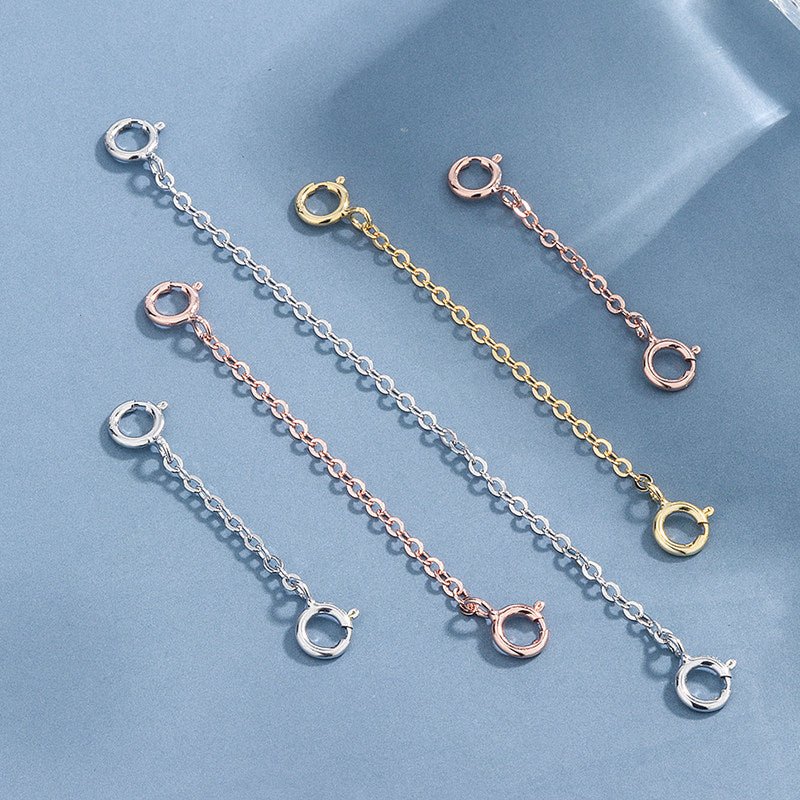 S925 Sterling Silver Extension Chain – 3 - 15cm, Double Safety Clasp - HomeDIYer
