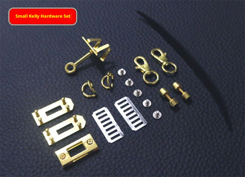 DIY Leather Bag Hardware Complete Set – Kelly, Cambridge, Saddle, Vegetable Basket + Shoulder Straps (Gold Chain & Fabric)