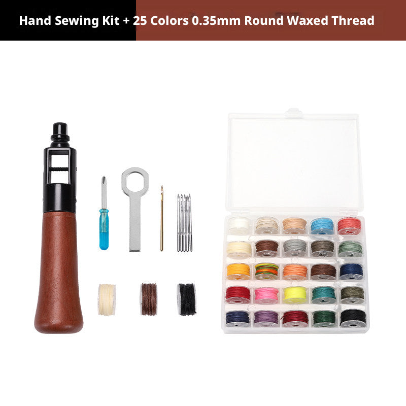 Leather Hand Sewing Tool – Hand Stitcher for Bags, Belts, Saddles (Lock Stitch) with 25 Color Waxed Thread