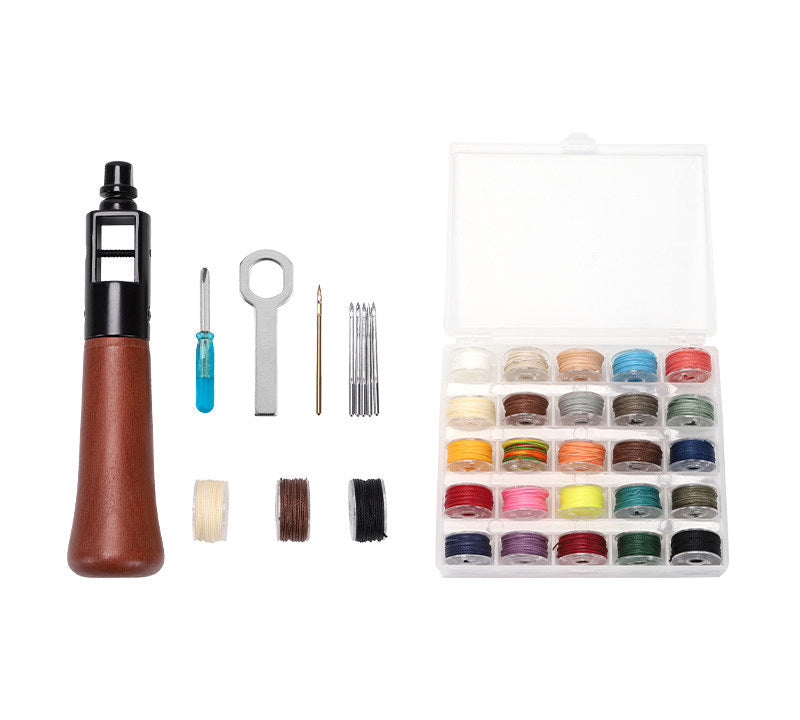 Leather Hand Sewing Tool – Hand Stitcher for Bags, Belts, Saddles (Lock Stitch) with 25 Color Waxed Thread