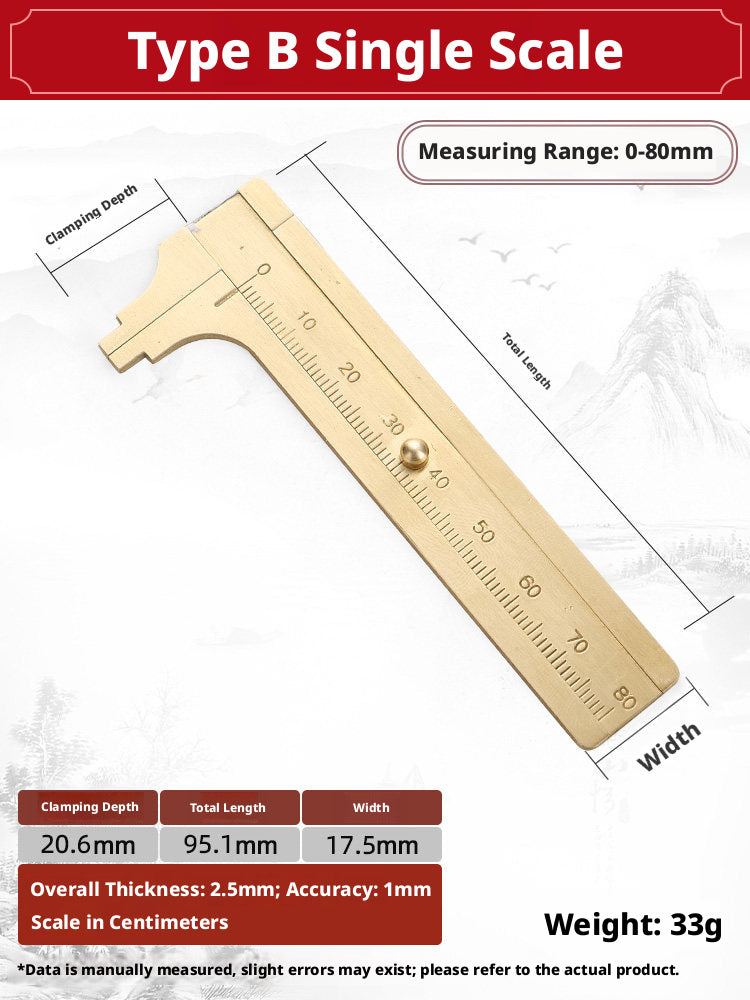 Solid Brass Mini Caliper Set – 0.1mm Accuracy, Jewelry & DIY Measurement