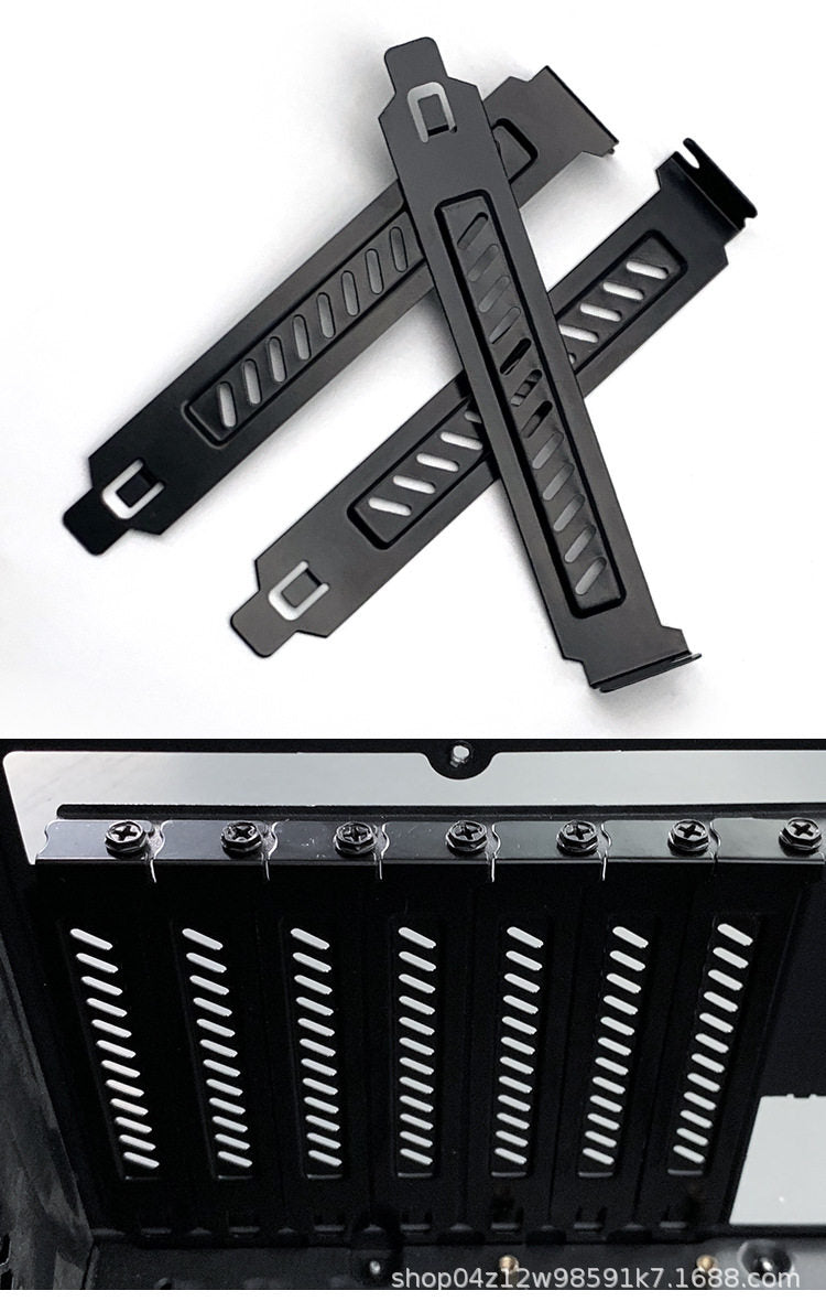 12cm Vented PCI Slot Cover Bracket for PC Case — Black or Silver, 1 Pair with Screws