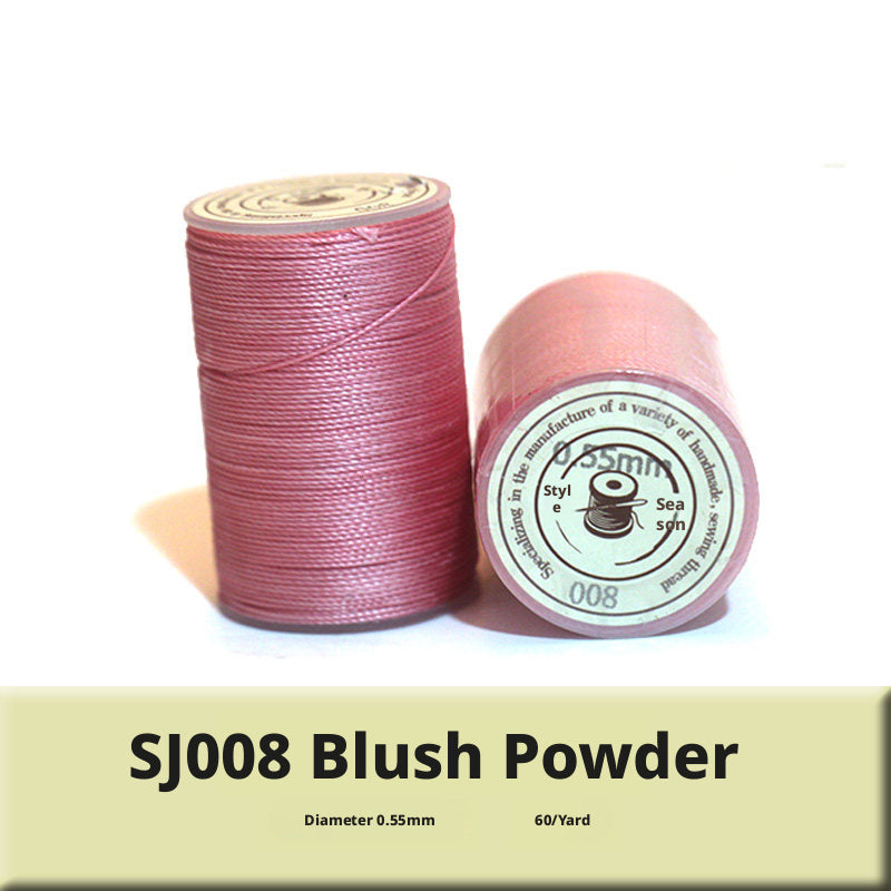 0.55mm Round Waxed Polyester Thread – 63 Colors, 60m Roll for Hand Sewing Leather, Bags, Belts
