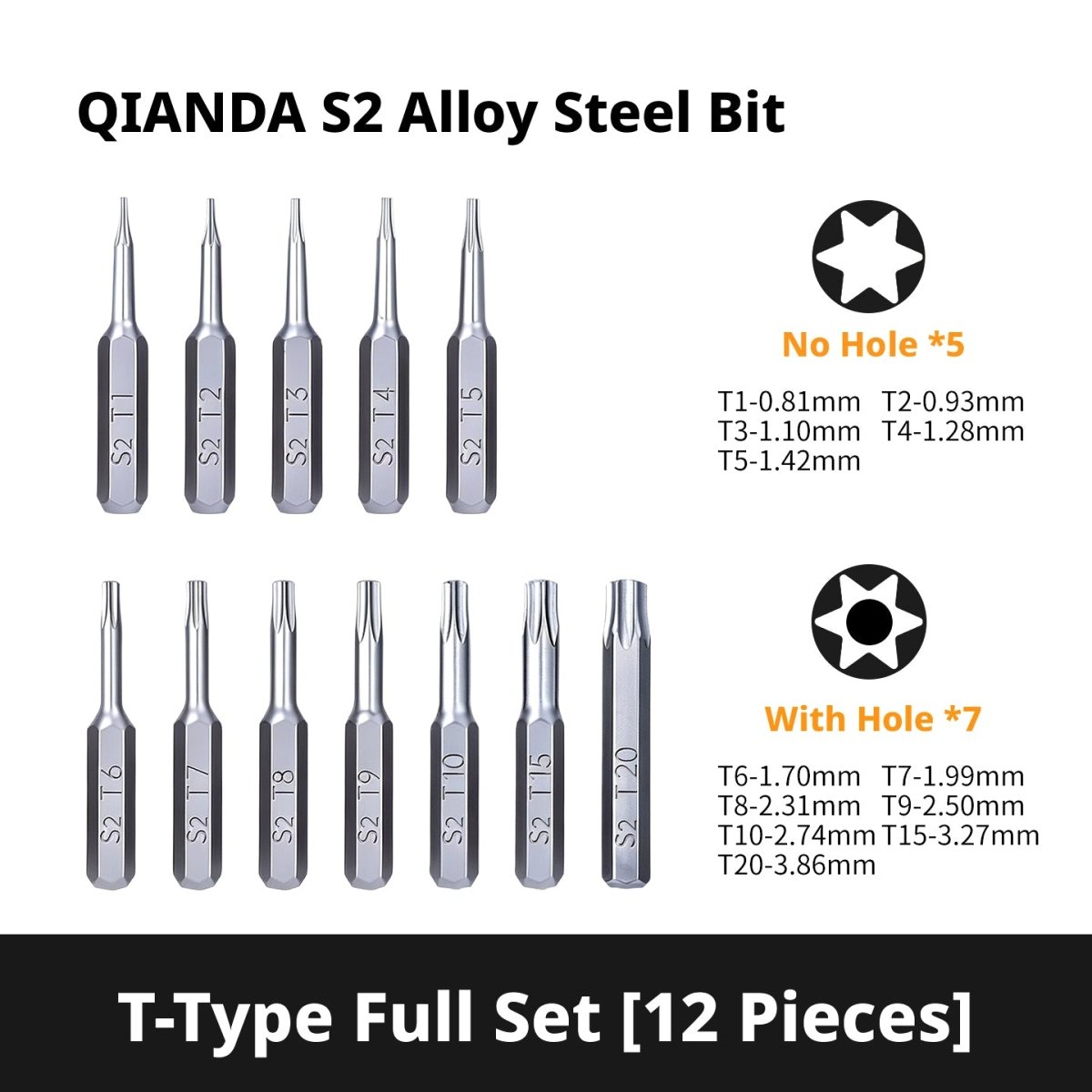S2 Steel Precision Bit Set with H4 x 28mm Hex Shank – Pentalobe, Phillips, Torx for iPhone, Xiaomi & Smartphone Repair - HomeDIYer