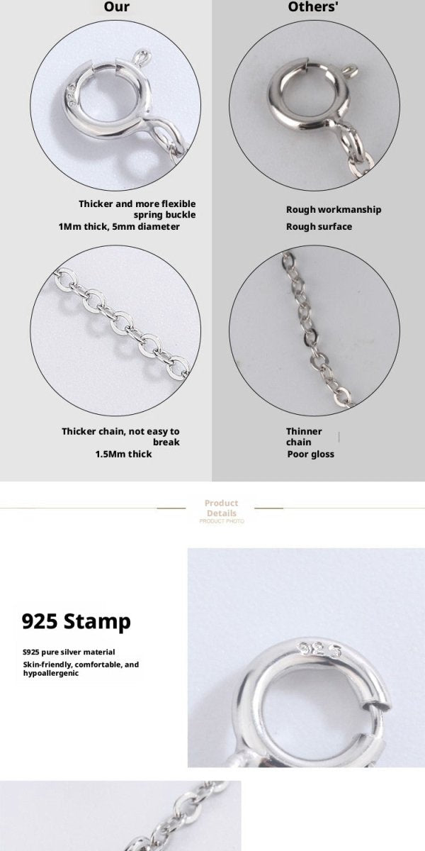 S925 Sterling Silver Extension Chain – 3 - 15cm, Double Safety Clasp - HomeDIYer