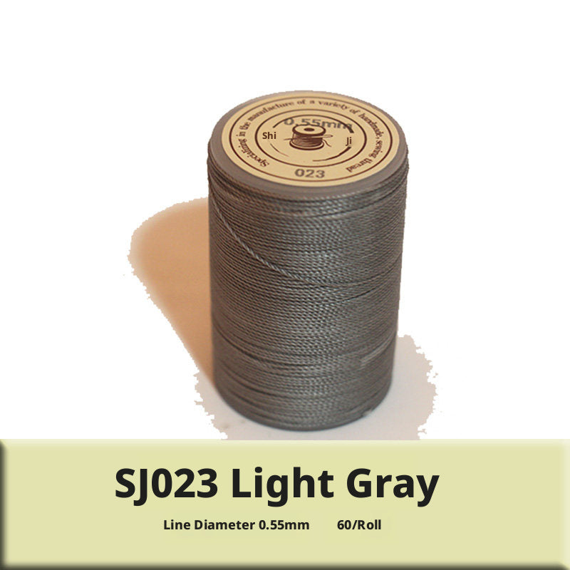 0.55mm Round Waxed Polyester Thread – 63 Colors, 60m Roll for Hand Sewing Leather, Bags, Belts