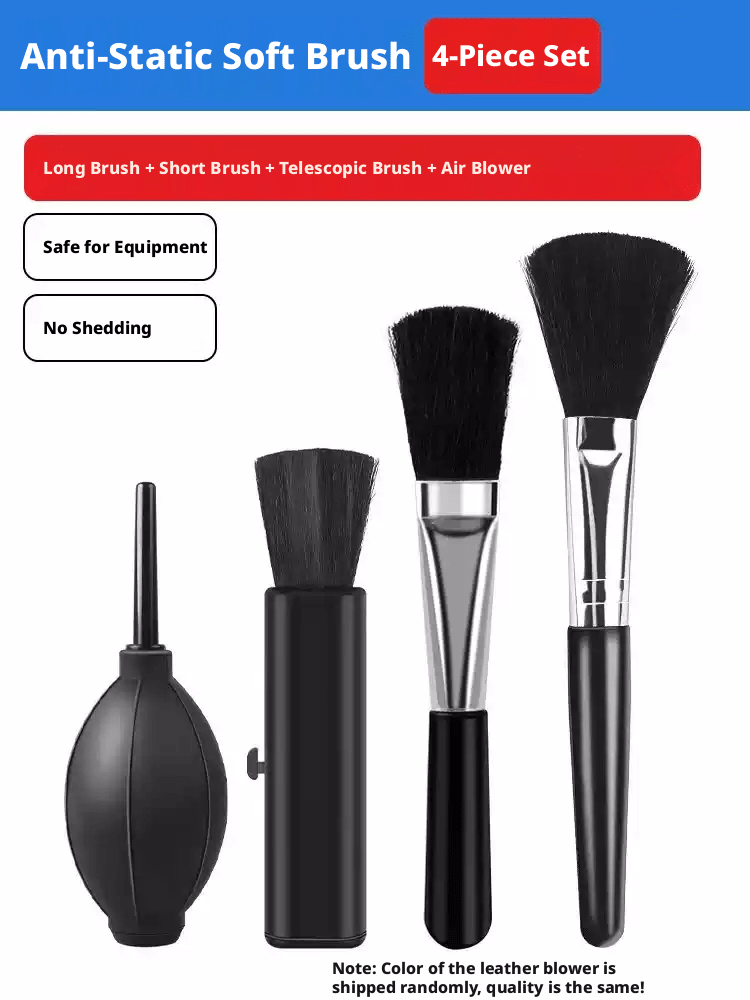 Anti - Static Soft Brush Set 3 Brushes + Air Blower — Camera Lens & Electronics Cleaning Kit - HomeDIYer