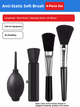 Anti-Static Soft Brush Set 3 Brushes + Air Blower — Camera Lens & Electronics Cleaning Kit