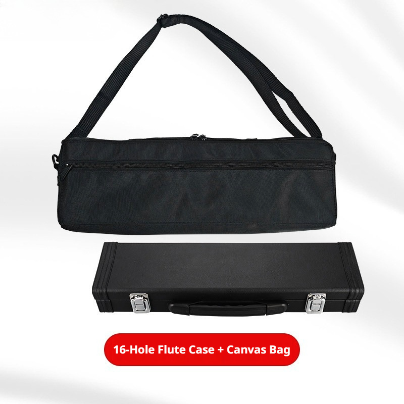 MEIDASI Flute Case & Bag – 16/17‑Hole Wooden Box (Round/Square) + Leather + Canvas Bag