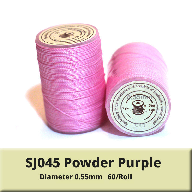 0.55mm Round Waxed Polyester Thread – 63 Colors, 60m Roll for Hand Sewing Leather, Bags, Belts