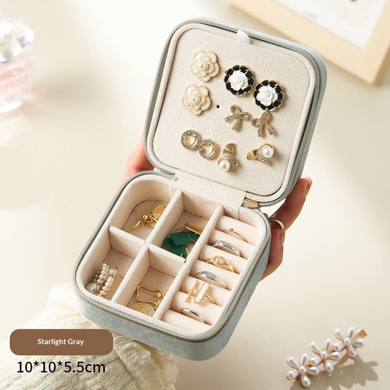Light Luxury Velvet Jewelry Box – Portable, 3 Colors, with Stud Panel Option - HomeDIYer