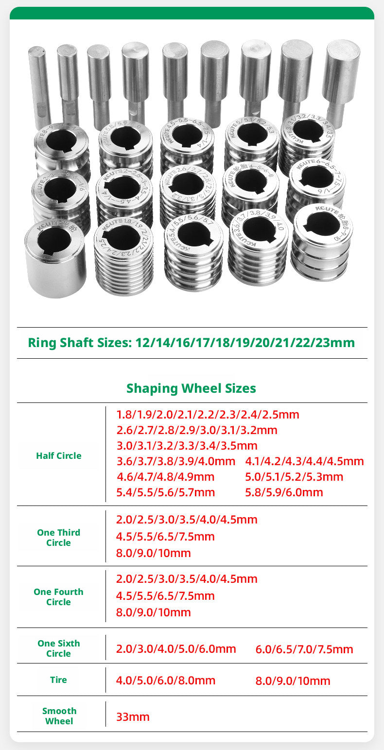 KCUTE Manual Ring Shaping Machine – 40+ Roller Wheels, for Gold/Silver