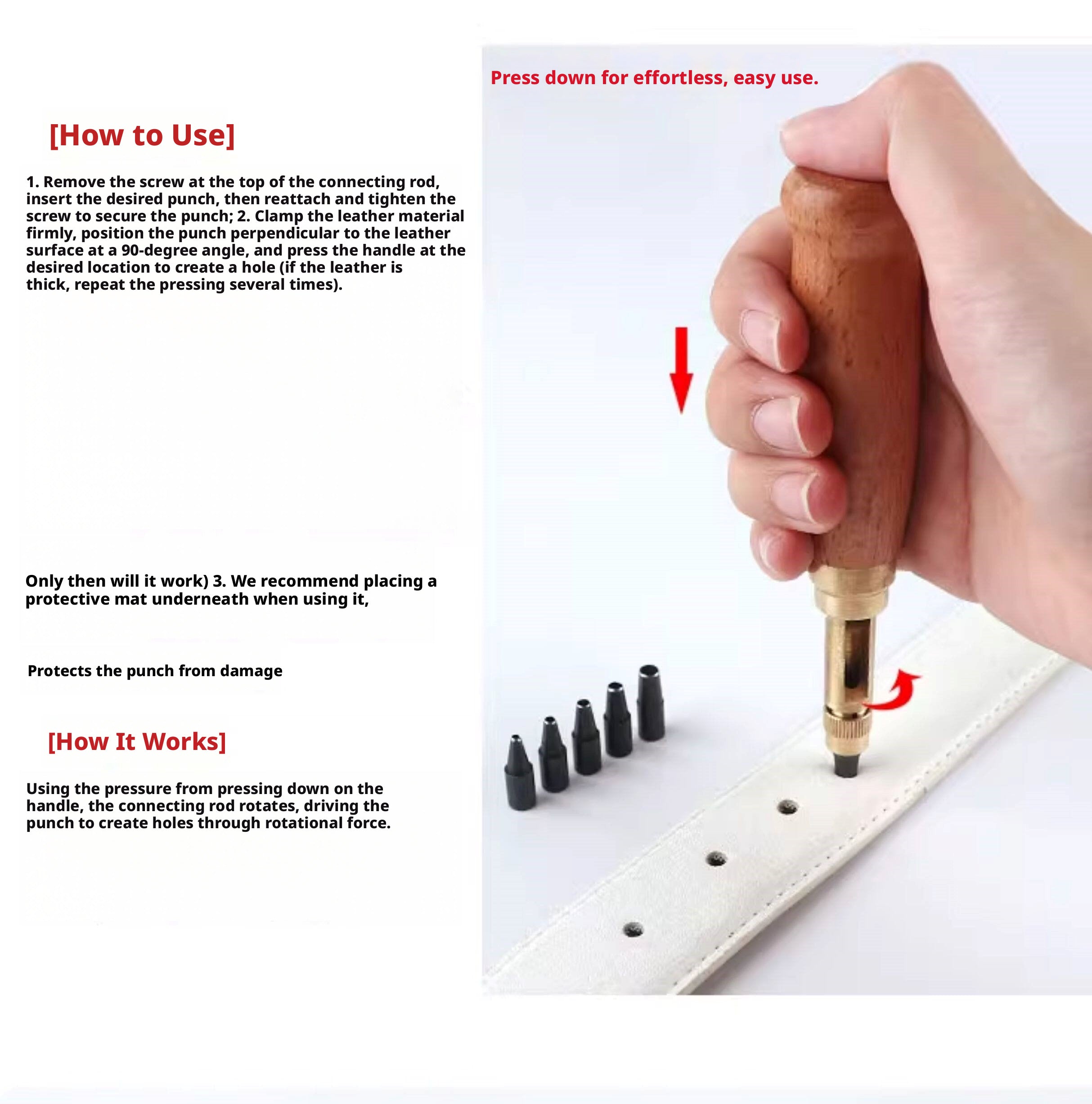 DIY Punch Punch Punch Artifact Air Eye Clothes Leather Tool Punch Leather Goods Shoes Open Hole Belt Punch