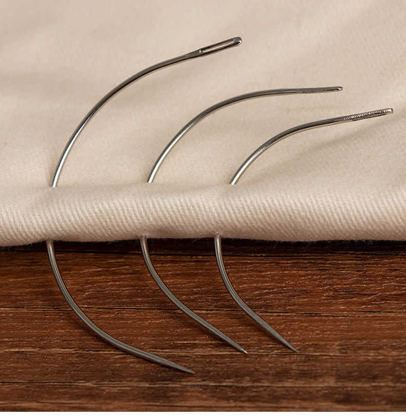 Round Head Hand Sewing Leather Needles – Straight, Curved & Self‑Threading, No.1/No.2, with Decorative Holders