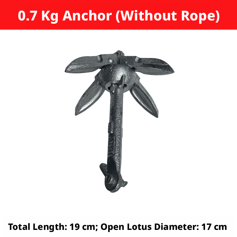 Folding Grapnel Boat Anchor - Carbon Steel for Inflatable Boats, Kayaks & Small Fishing Boats 0.7kg to 4kg