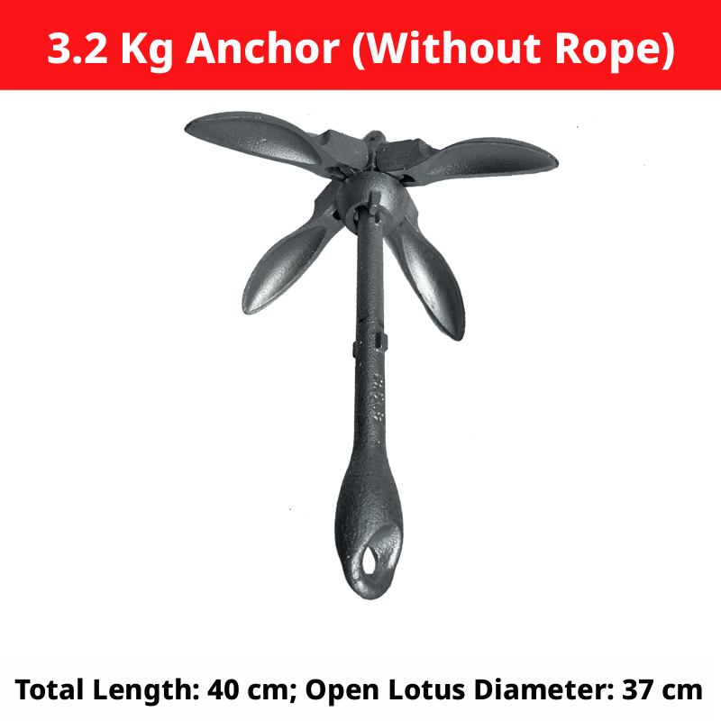 Folding Grapnel Boat Anchor - Carbon Steel for Inflatable Boats, Kayaks & Small Fishing Boats 0.7kg to 4kg