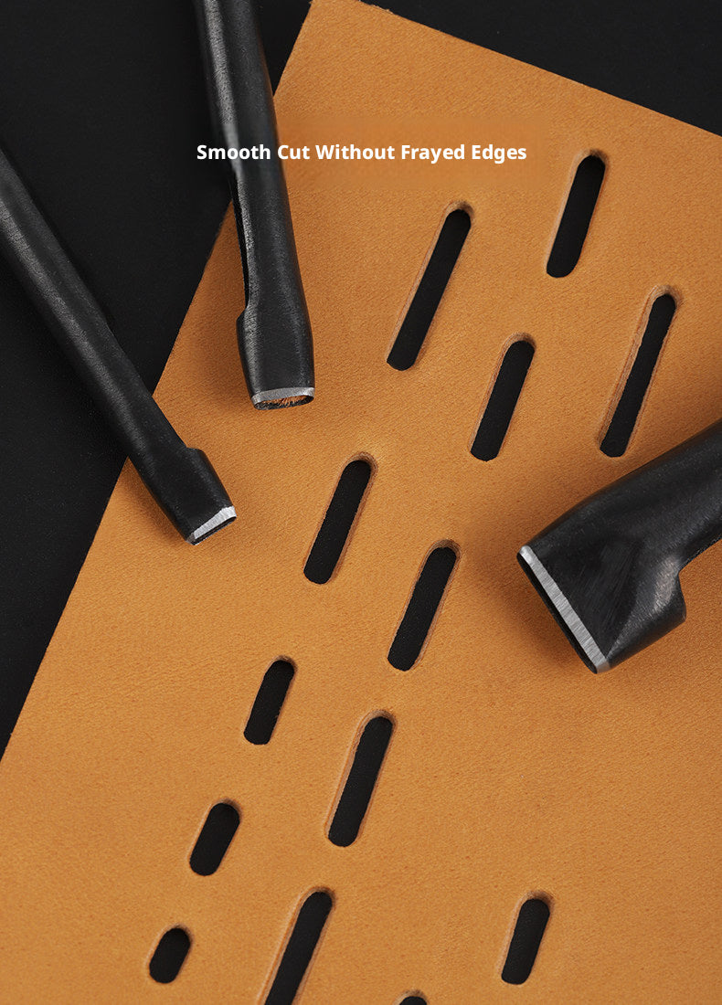 Black Flat Punch Set – Rectangular Hole Punches for Belts, Straps & Leathercraft (2‑5mm × 3‑25mm)